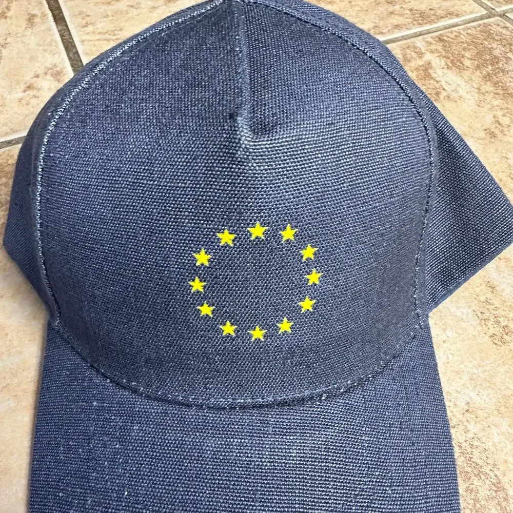 European Union Flag Stars‎ Baseball Hat Cap Blue Made of Hemp